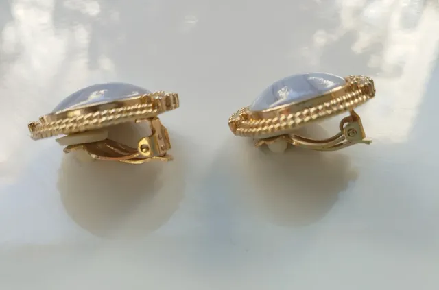 Pendientes Vintage Ágata Azul Claro y Dorado