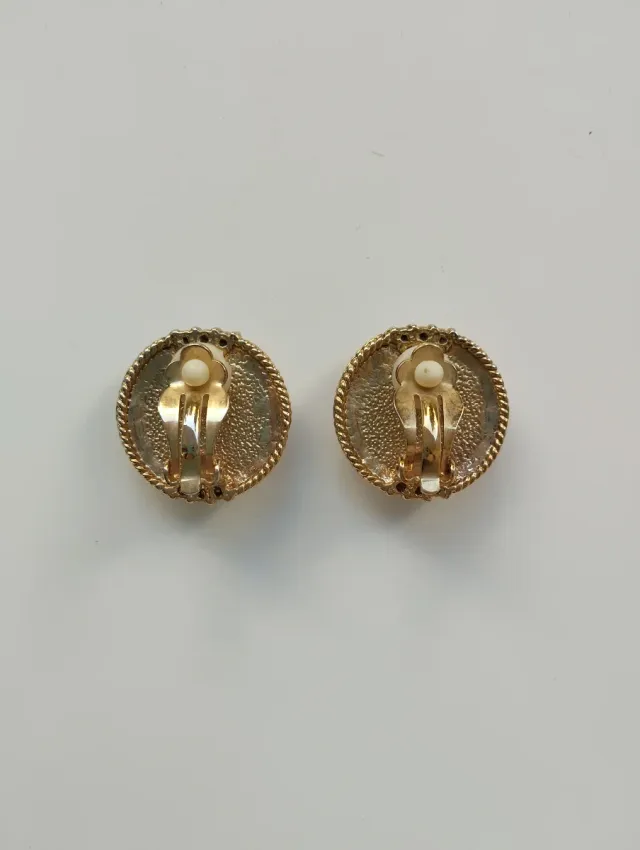 Pendientes Vintage Ágata Azul Claro y Dorado