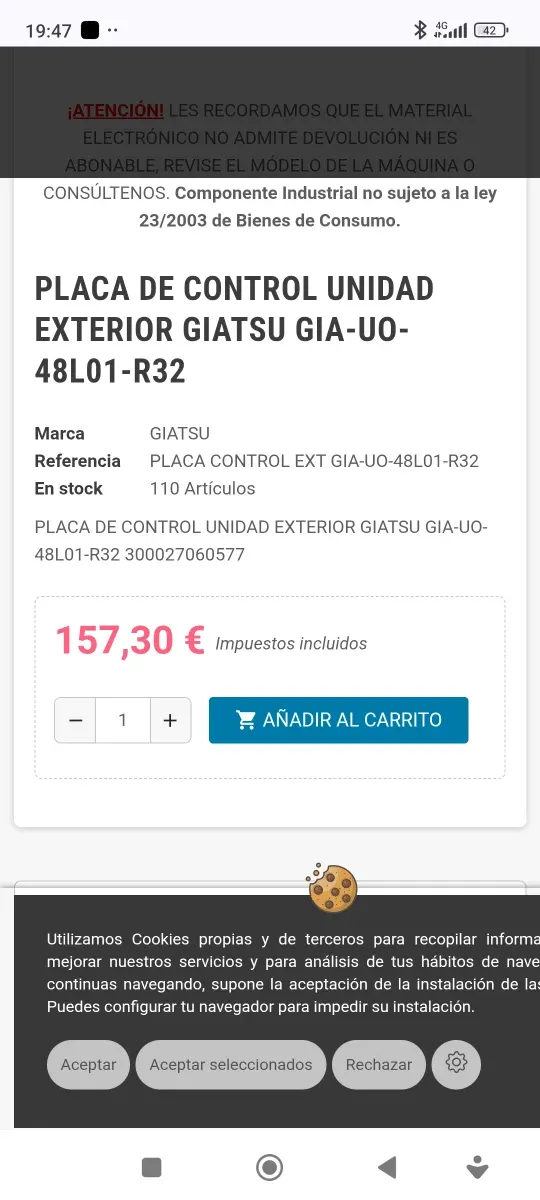 Placa Control Giatsu GIA-UO-48L01-R32