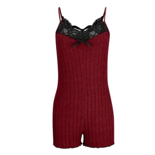 Pijama corto mujer encaje y lazo
