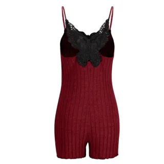 Pijama corto mujer encaje y lazo