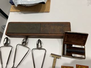 Lote Barbería: Pinzas caracoles cuchilla piedra 
