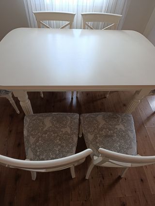 Mesa comedor clásica con 6 sillas – madera maciza
