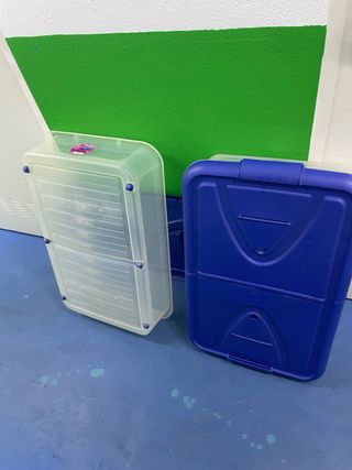 2 Cajas Plástico Almacenaje Tapa Ruedas