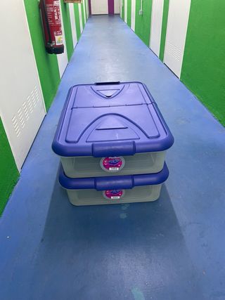 2 Cajas Plástico Almacenaje Tapa Ruedas
