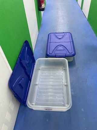 2 Cajas Plástico Almacenaje Tapa Ruedas