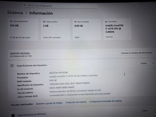 Torre HP i7 4770 8GB RAM 240GB SSD + Gráfica 2GB