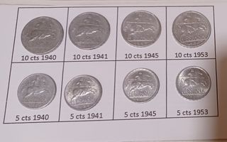 8 monedas 10 y 5 cts  jinete buen estado
