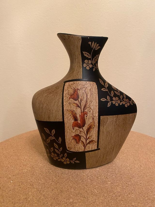 Jarrón Decorativo Cerámica Negro y Marrón