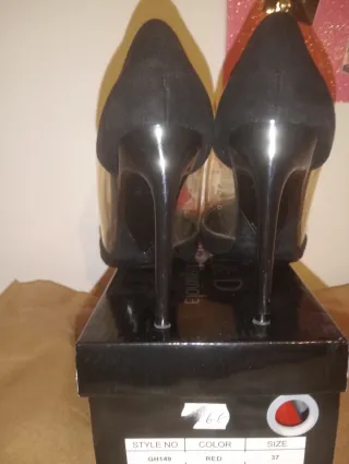 Zapatos Zara Tacón Transparente Negro