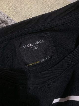 Felpa Piazza Italia Nera con Stampa Bianca