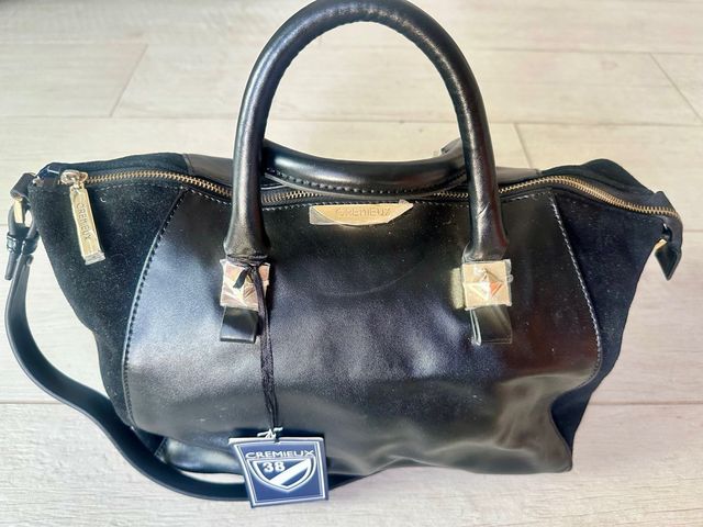 Bolso Cremieux Negro Piel y Ante, Nuevo