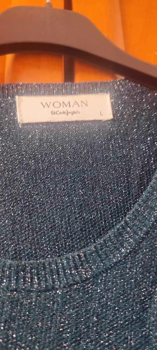 Jersey azul petróleo con brillo plateado, ámplio.