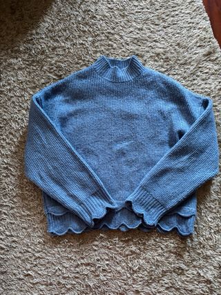 Jersey Mango azul cuello alto talla M