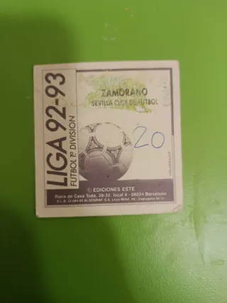 Cromo Zamorano Sevilla FC 1992-93 Baja Difícil