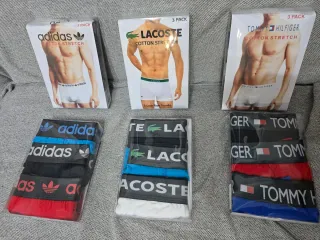Pack 3 Calzoncillos Adidas, Lacoste y Tommy