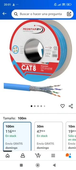 Bobina Cable Cat 8 Redstar24 100m
