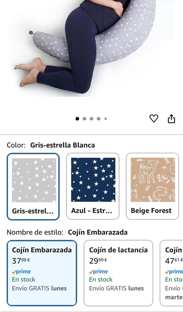 Cojín de lactancia estrellas gris