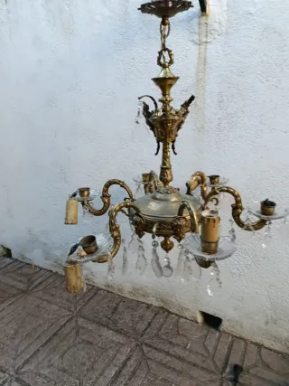 Lámpara de bronce y cristal