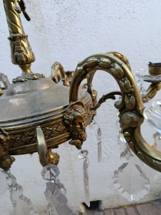 Lámpara de bronce y cristal