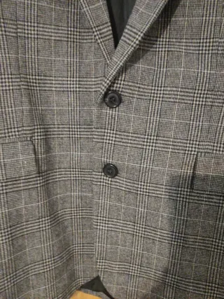 Blazer Zara Recta Cuadros Gris Multicolor
