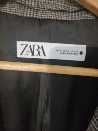Blazer Zara Recta Cuadros Gris Multicolor