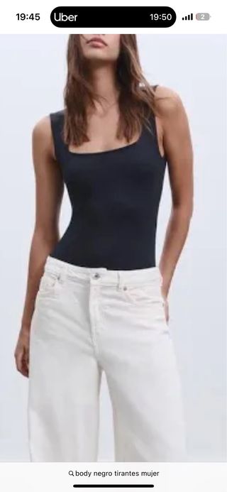 Body negro tirantes mujer
