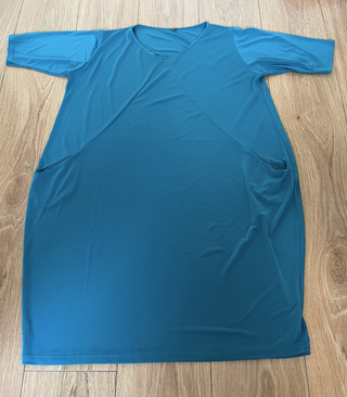 Vestido turquesa aguamarina verde azul manga 3/4