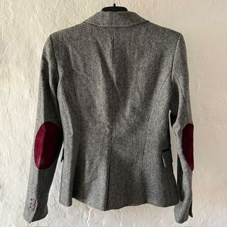 Blazer mujer espiga con lana y coderas Zara Basic