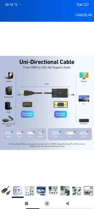 Cable VGA a HDMI Nuevo