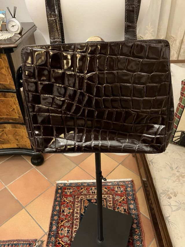 Borsetta Maxima effetto coccodrillo marrone