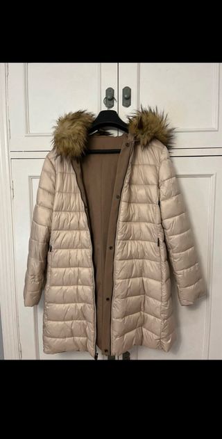 Parka reversible beige y marrón