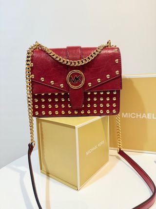 Bolso Michael Kors Rojo con Tachuelas Doradas