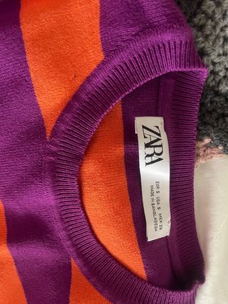 Camiseta Zara Rayas Naranja y Morado