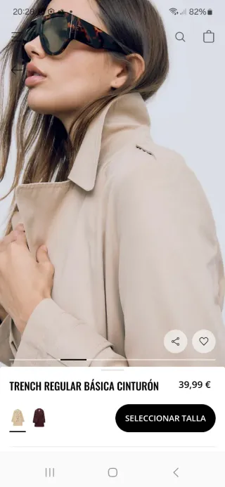 Gabardina corta Stradivarius Beige.