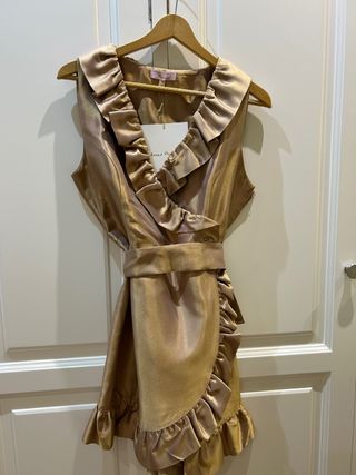 Vestido fiesta dorado satinado Dolores Promesas