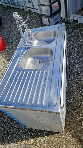 Lavabo doble de acero inoxidable