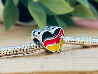 Charm Corazón Bandera Alemania - Plata