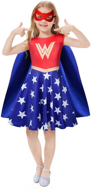 ✨ - AOOWU Disfraz Wonder Niña, 3pcs Vestido Superh