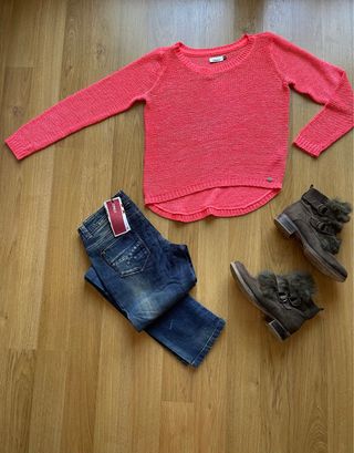 Jersey coral Only cuello redondo T.XS