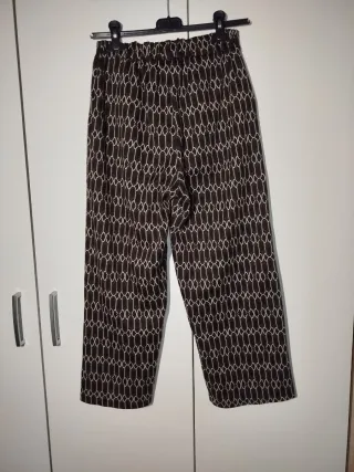 Pantaloni eleganti donna fantasia geometrica tag S
