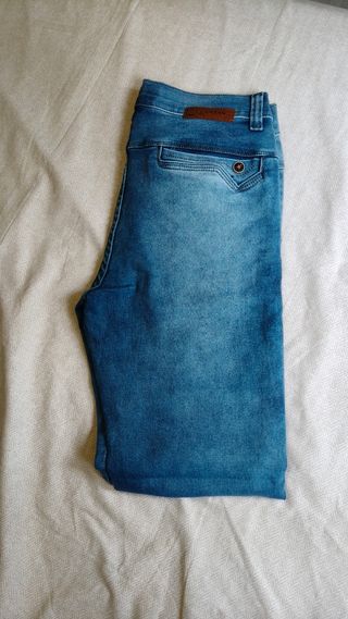 Pantalón Tejano Hombre Elastizado Azul L 