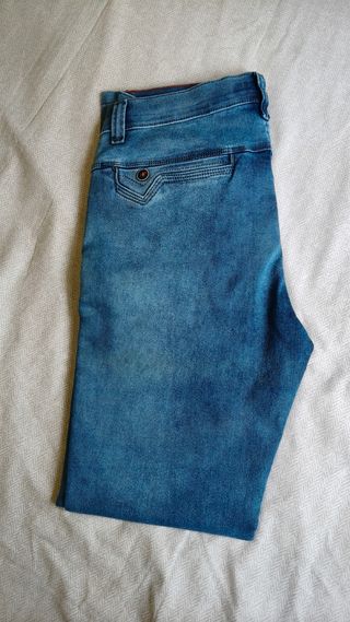 Pantalón Tejano Hombre Elastizado Azul L 