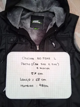 Chaleco No Fear. Multibolsillos. Forrado Negro. L