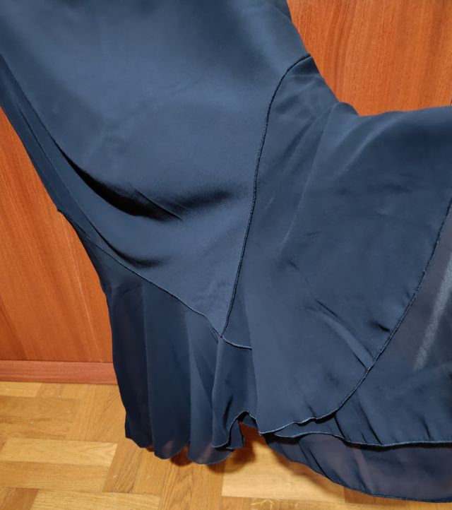 Falda negra gasa doble volante elegante