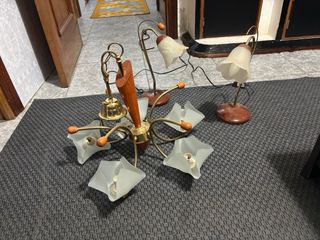 Lámpara colgante vintage madera y metal