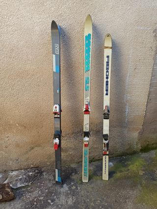 Lotes de esquís vintage Elan y Fischer decoración