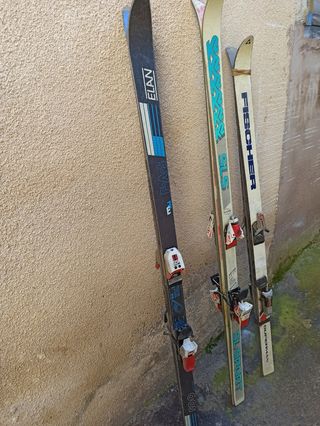 Lotes de esquís vintage Elan y Fischer decoración