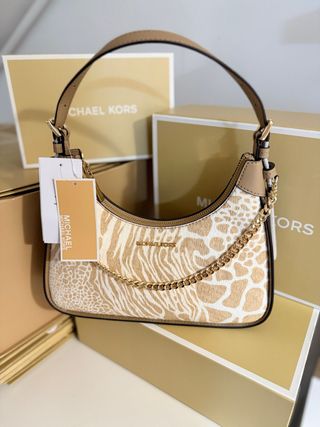 Bolso Michael Kors Beige y Blanco Animal Print