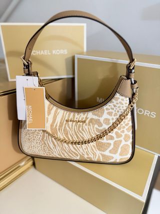 Bolso Michael Kors Beige y Blanco Animal Print